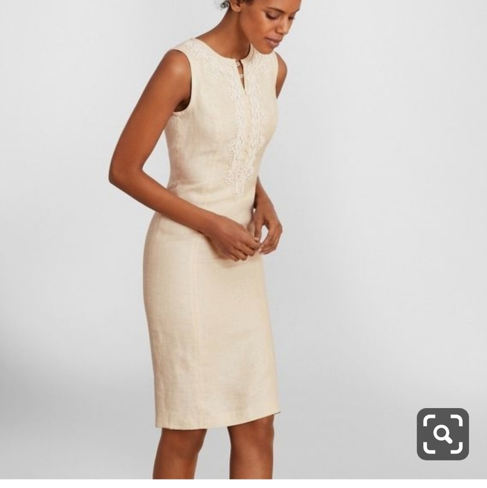 Soutache-Embroidered Linen Sheath